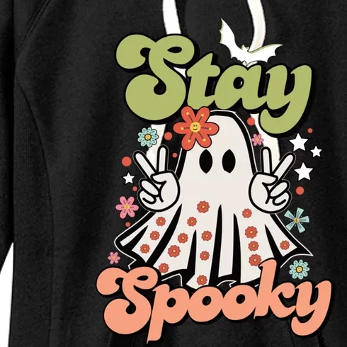 Retro Stay Spooky Ghost Print Gift Women's Fleece Hoodie