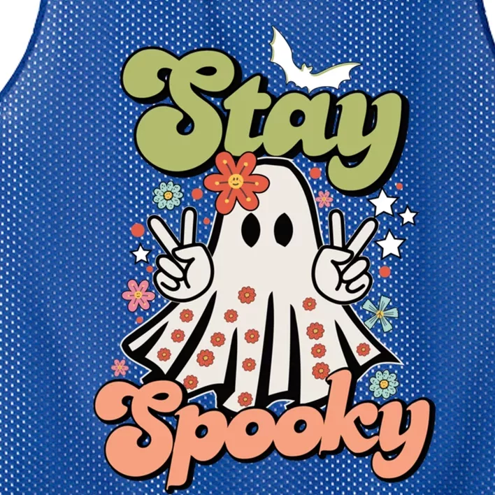 Retro Stay Spooky Ghost Print Gift Mesh Reversible Basketball Jersey Tank