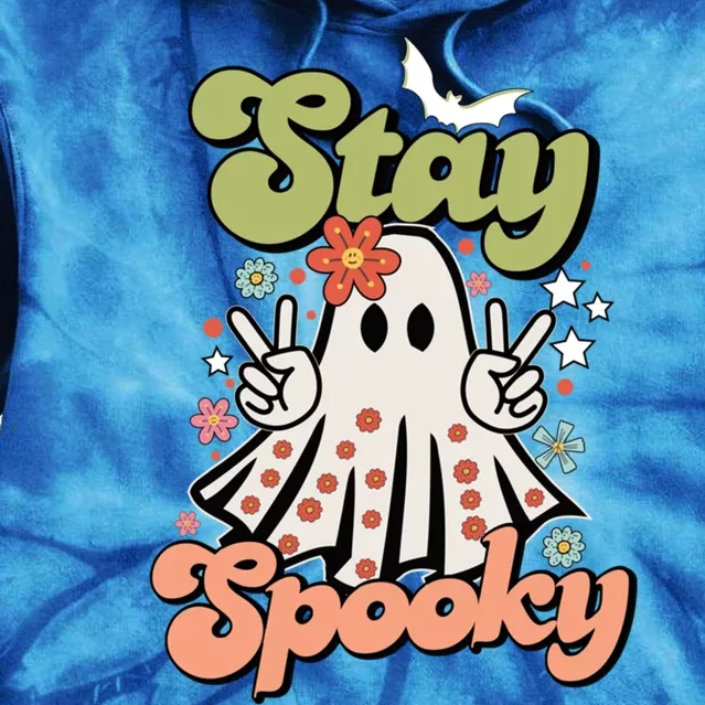 Retro Stay Spooky Ghost Print Gift Tie Dye Hoodie