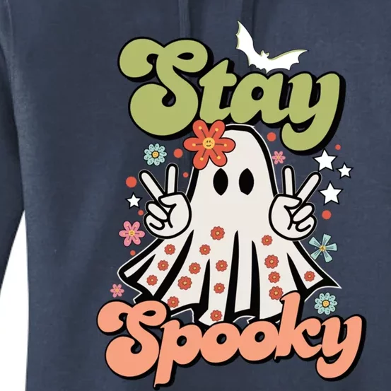 Retro Stay Spooky Ghost Print Gift Women's Pullover Hoodie