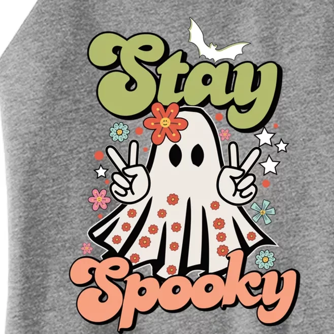 Retro Stay Spooky Ghost Print Gift Women’s Perfect Tri Rocker Tank