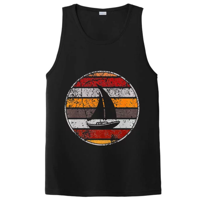 Retro Smooth Sailing Vintage Sailboat Vacation Island Performance Tank