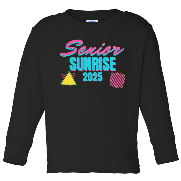 Retro Senior Sunrise 2025 High School 12th Twelfth Grade Toddler Long Sleeve Shirt