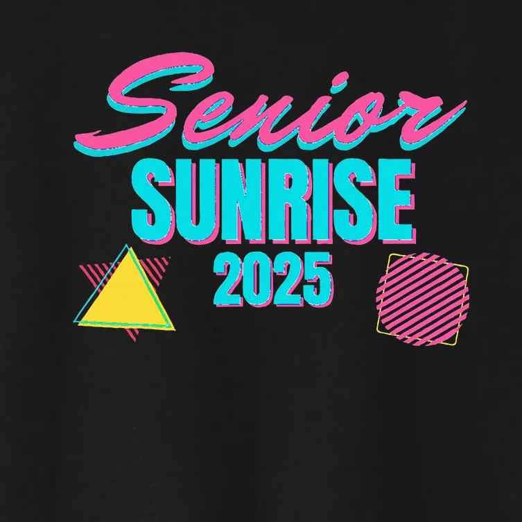 Retro Senior Sunrise 2025 High School 12th Twelfth Grade Women's Crop Top Tee