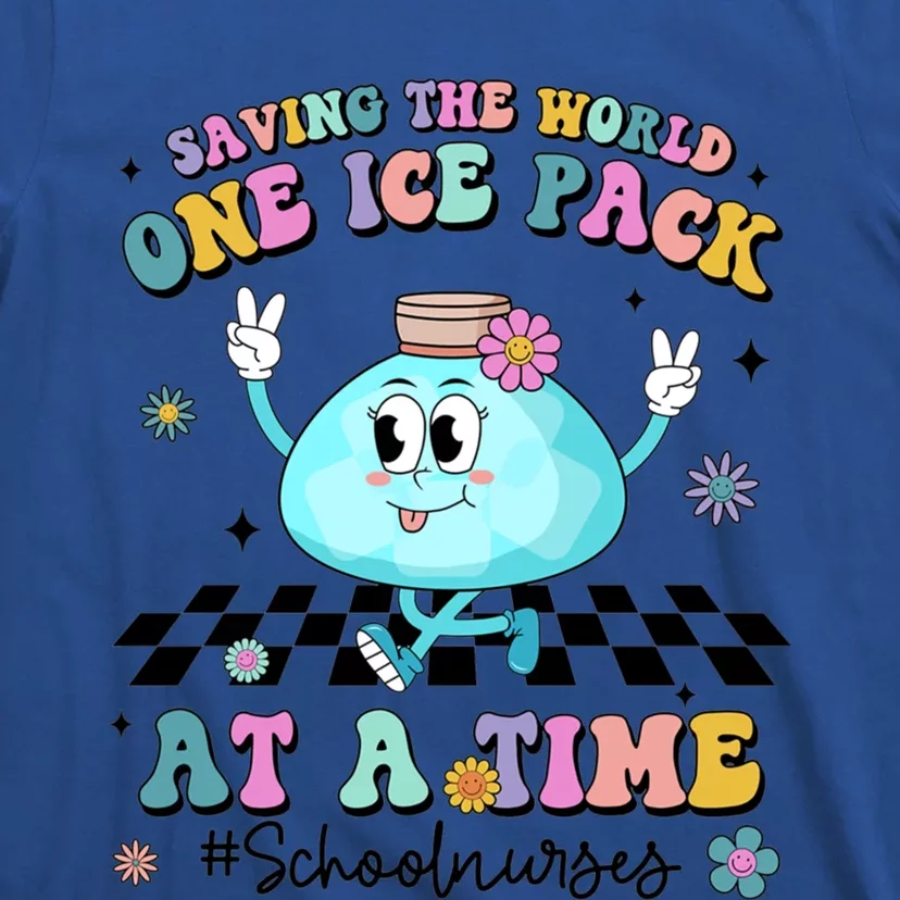 Retro Saving The World One Ice Pack At Time School Nurse Gift T-Shirt