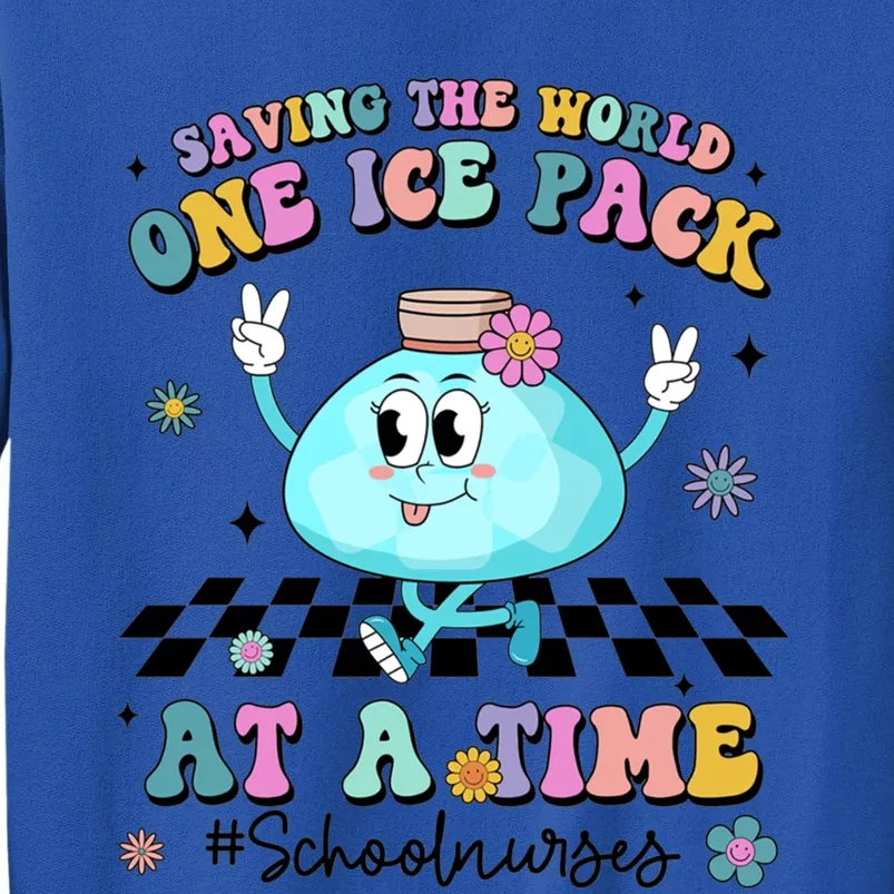 Retro Saving The World One Ice Pack At Time School Nurse Gift Tall Sweatshirt