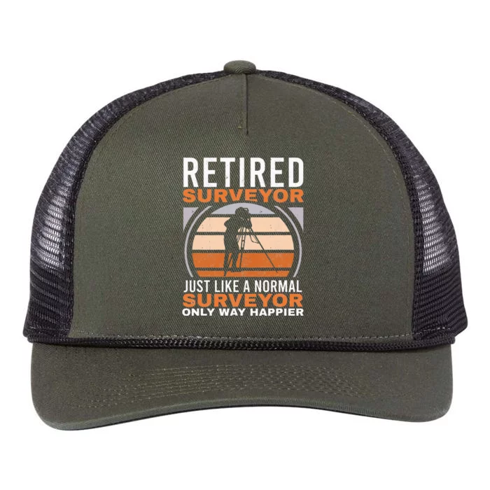 Retired Surveyor Tripod Surveying Grandpa Land Surveyor Retro Rope Trucker Hat Cap