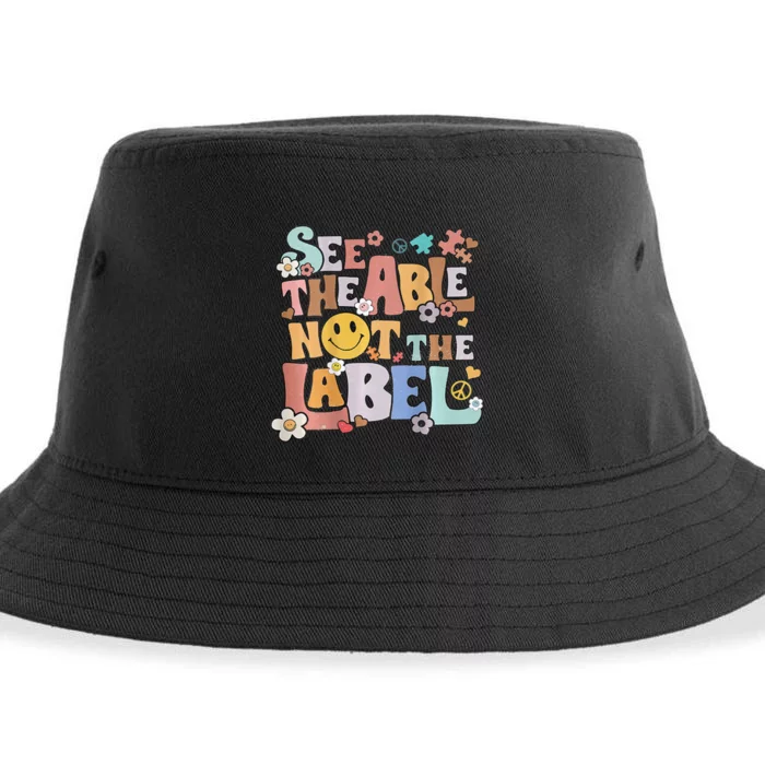 Retro See The Able Not The Label Autism Awareness Be Kind Sustainable Bucket Hat