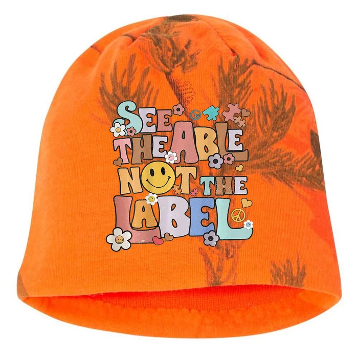 Retro See The Able Not The Label Autism Awareness Be Kind Kati - Camo Knit Beanie