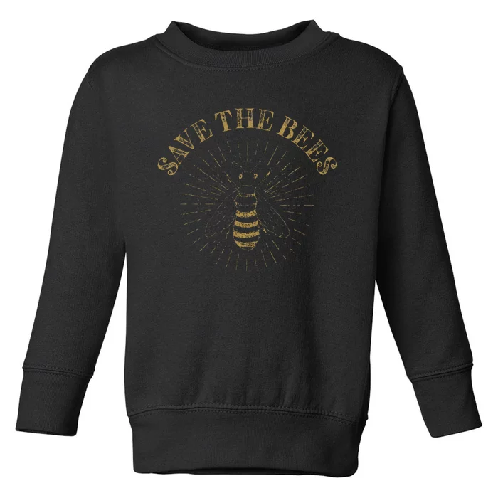 Retro Save The Bees Apiary Bee Beekeeper Earth Day Toddler Sweatshirt