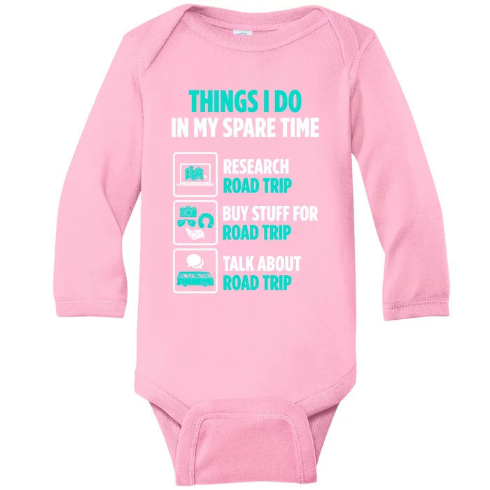 Roadgifttripper Spare Time Buy Stuff For Road Trip Gift Baby Long Sleeve Bodysuit