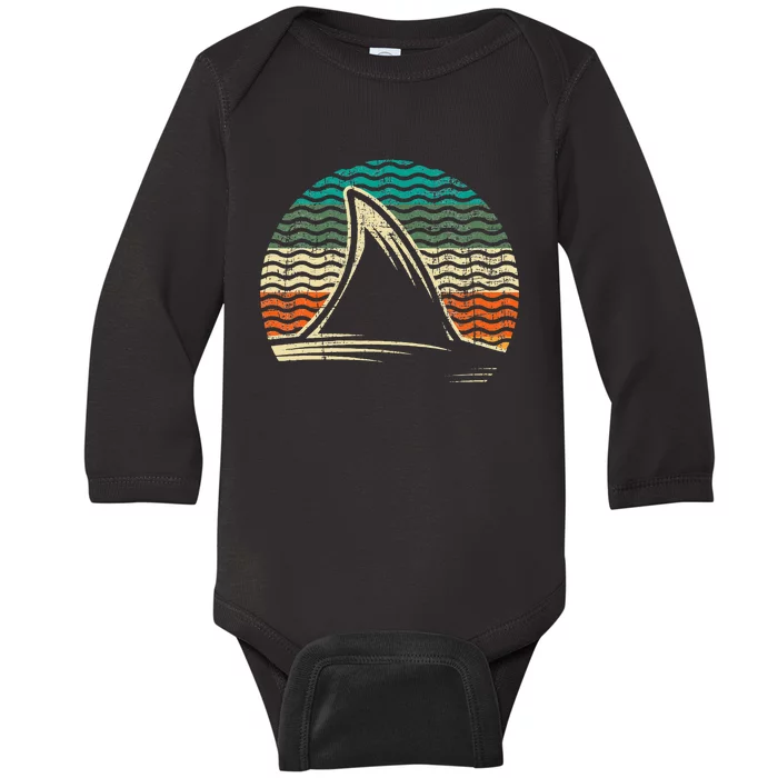 Retro Shark Tail Marine Biologist Shark Lovers Wildlife Baby Long Sleeve Bodysuit