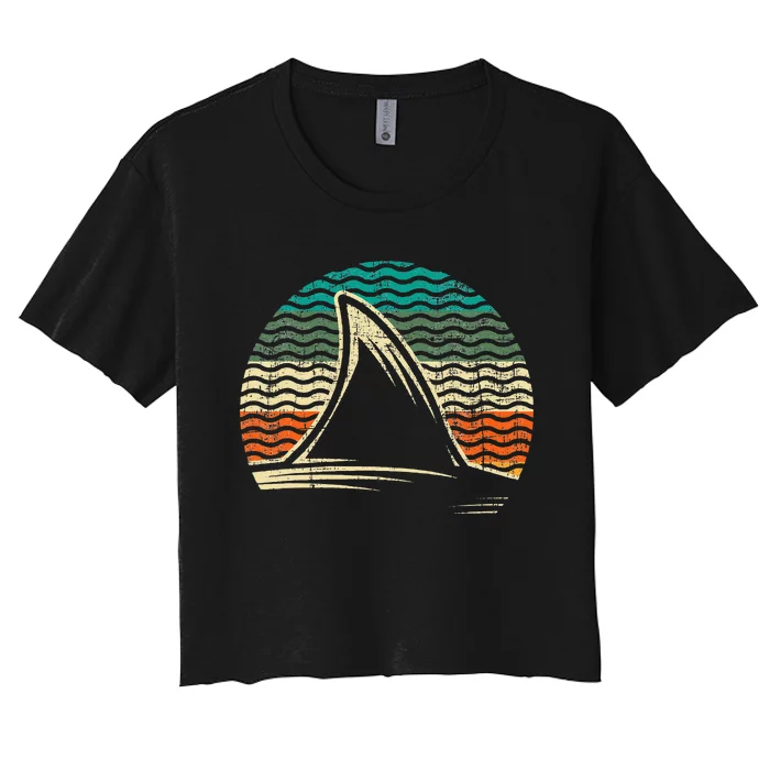 Retro Shark Tail Marine Biologist Shark Lovers Wildlife Women's Crop Top Tee