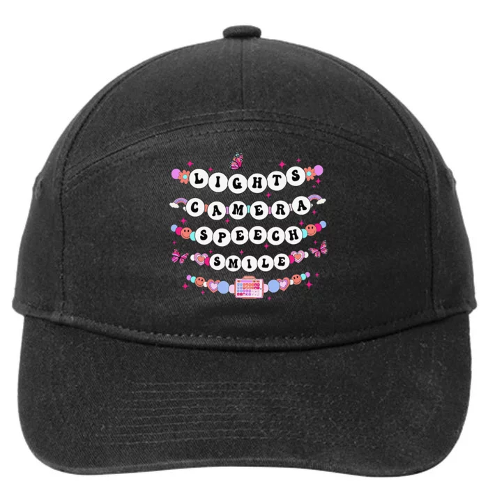 Retro Speech Therapy Lights Camera Speech Smile New Slp Gift 7-Panel Snapback Hat