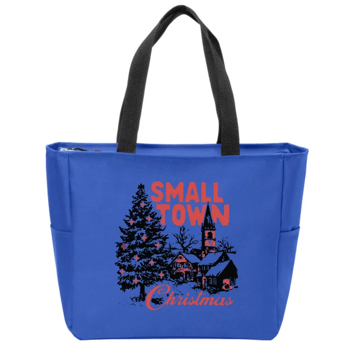 Retro Small Town Christmas Zip Tote Bag