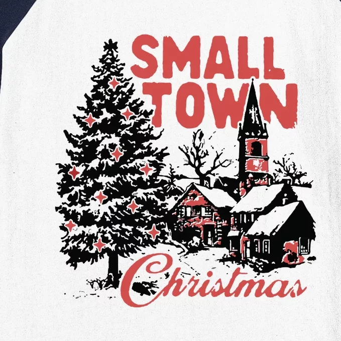 Retro Small Town Christmas Baseball Sleeve Shirt