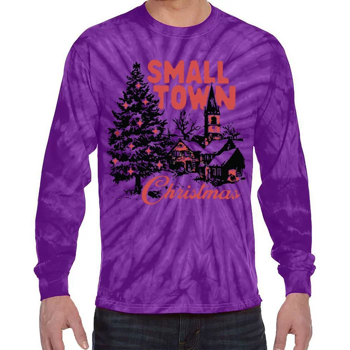 Retro Small Town Christmas Tie-Dye Long Sleeve Shirt