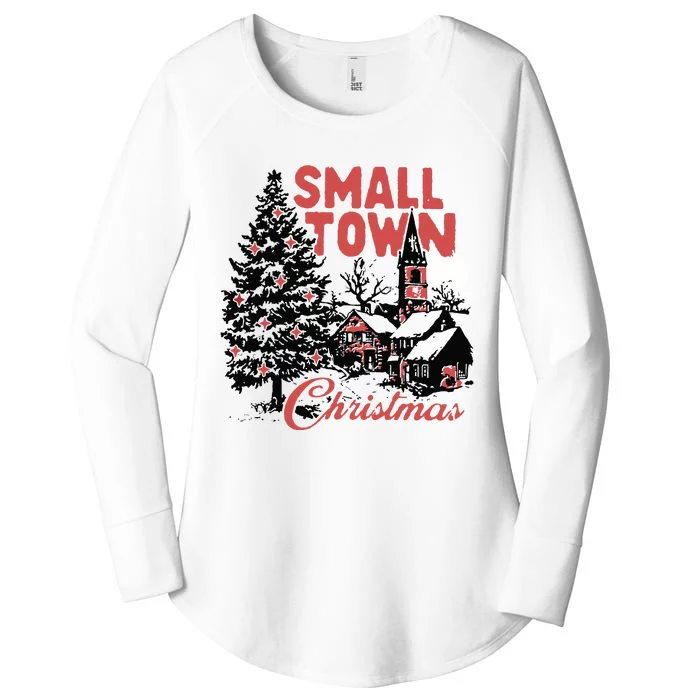 Retro Small Town Christmas Women's Perfect Tri Tunic Long Sleeve Shirt