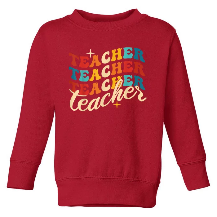 Retro Sunset Teacher Grvooy Back To School For Teacher Toddler Sweatshirt