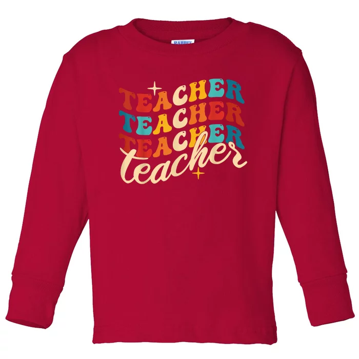 Retro Sunset Teacher Grvooy Back To School For Teacher Toddler Long Sleeve Shirt