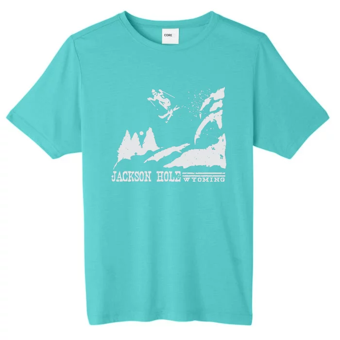 Retro Ski T Shirt Jackson Hole Wyoming Skiing T Shirt Vintage Ski Resort T Shirt ChromaSoft Performance T-Shirt