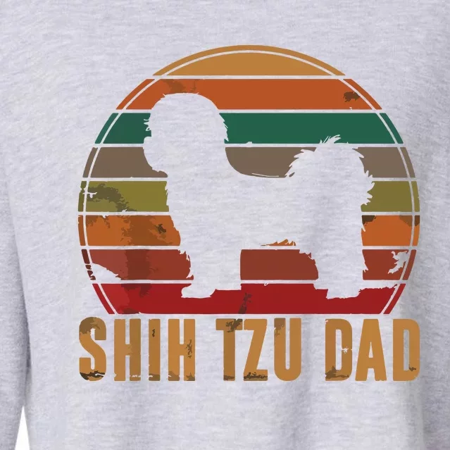 Retro Shih Tzu Dad Gift Daddy Apparel Dog Owner Pet Father Cropped Pullover Crew