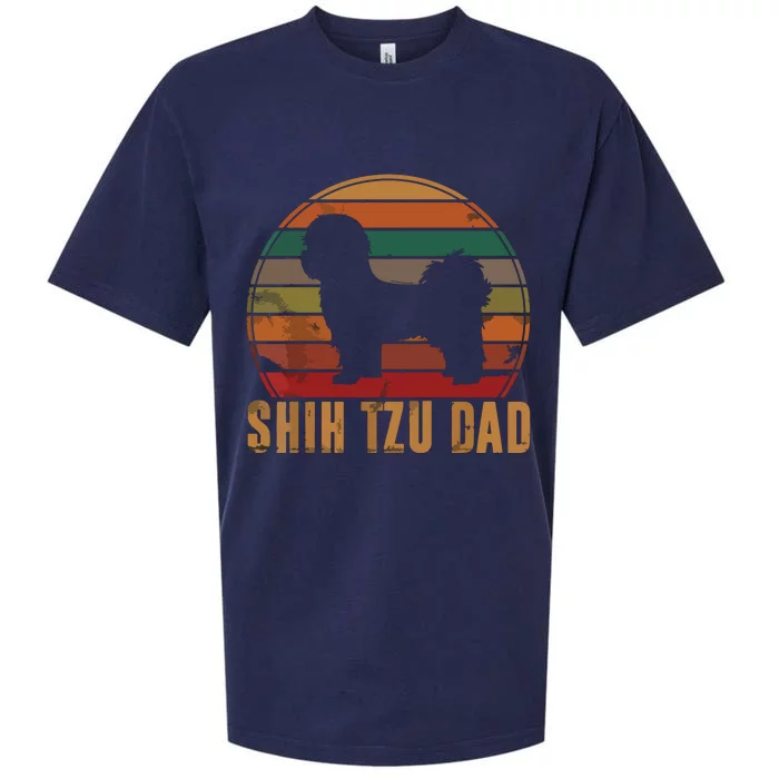 Retro Shih Tzu Dad Gift Daddy Apparel Dog Owner Pet Father Sueded Cloud Jersey T-Shirt