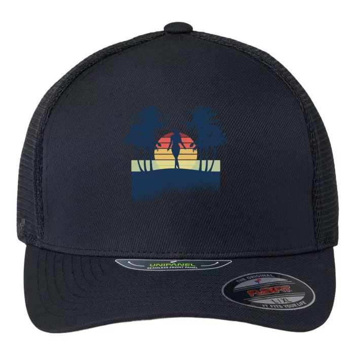 Retro Sunset Tropical Vacation Flexfit Unipanel Trucker Cap