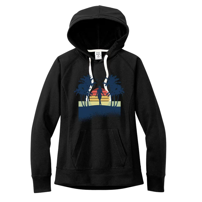 Retro Sunset Tropical Vacation Women's Fleece Hoodie