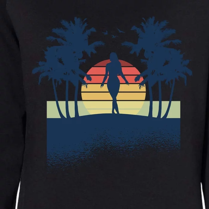 Retro Sunset Tropical Vacation Womens California Wash Sweatshirt