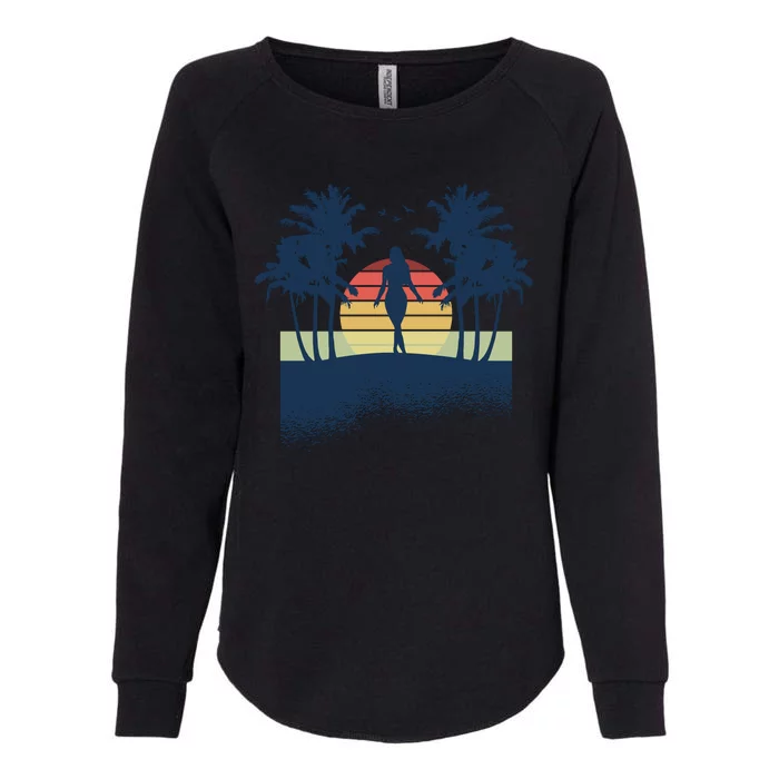 Retro Sunset Tropical Vacation Womens California Wash Sweatshirt