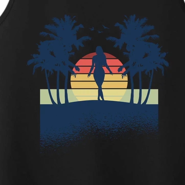 Retro Sunset Tropical Vacation Performance Tank