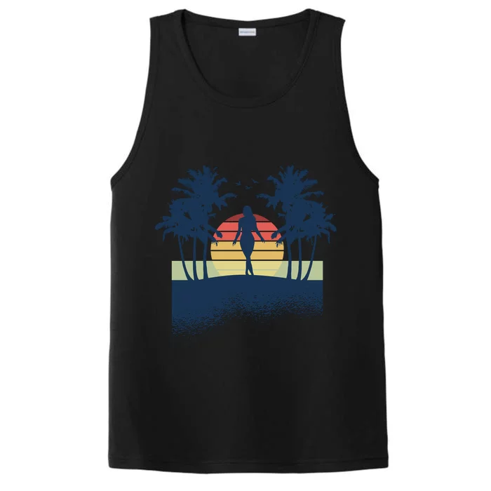 Retro Sunset Tropical Vacation Performance Tank