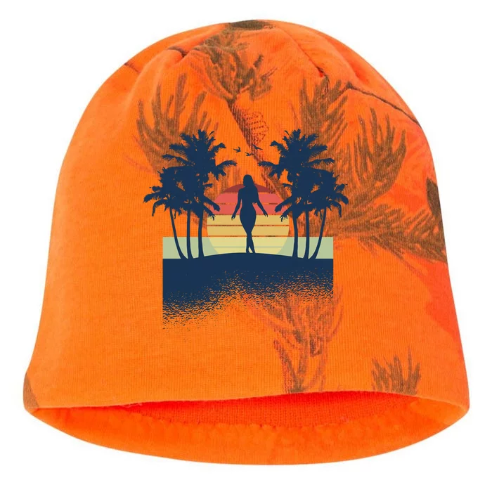 Retro Sunset Tropical Vacation Kati - Camo Knit Beanie