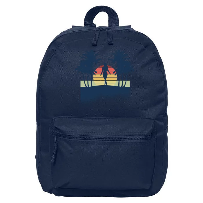 Retro Sunset Tropical Vacation 16 in Basic Backpack