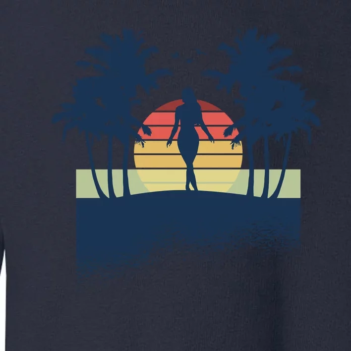 Retro Sunset Tropical Vacation Toddler Sweatshirt