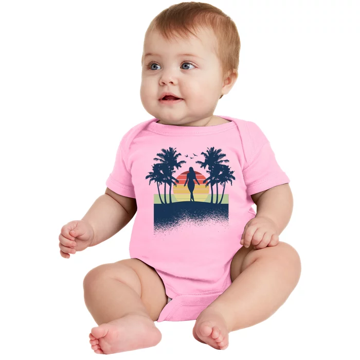 Retro Sunset Tropical Vacation Baby Bodysuit