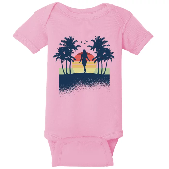 Retro Sunset Tropical Vacation Baby Bodysuit