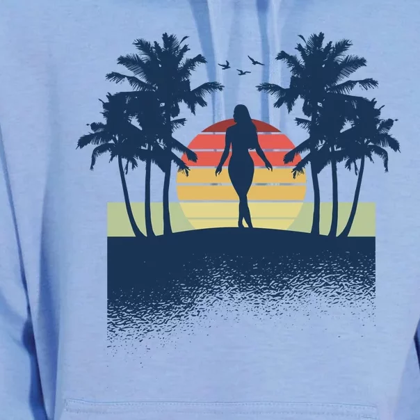 Retro Sunset Tropical Vacation Unisex Surf Hoodie