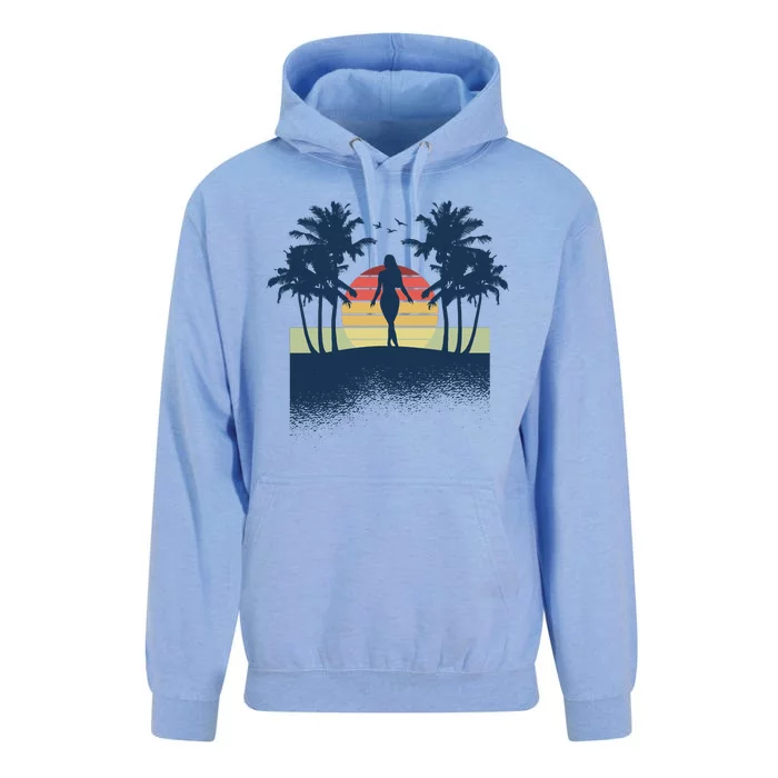 Retro Sunset Tropical Vacation Unisex Surf Hoodie