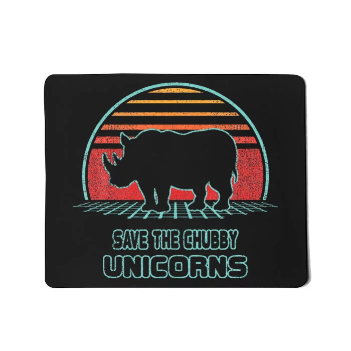 Rhino Save The Chubby Unicorns Retro 80s Style Funny Mousepad