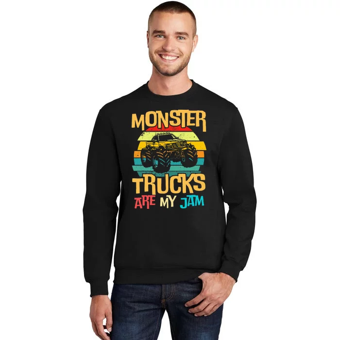 Retro Sunset Truck Vintage Monster Trucks Are My Jam Tall Sweatshirt