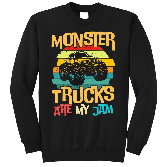 Retro Sunset Truck Vintage Monster Trucks Are My Jam Tall Sweatshirt