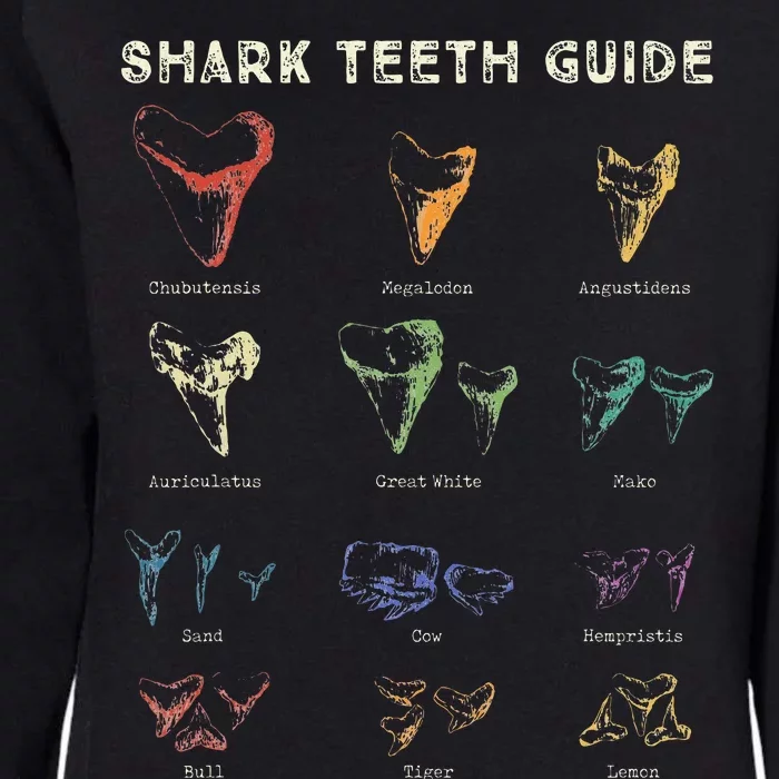 Retro Shark Teeth Guide Fossil Tooth Collector Womens California Wash Sweatshirt