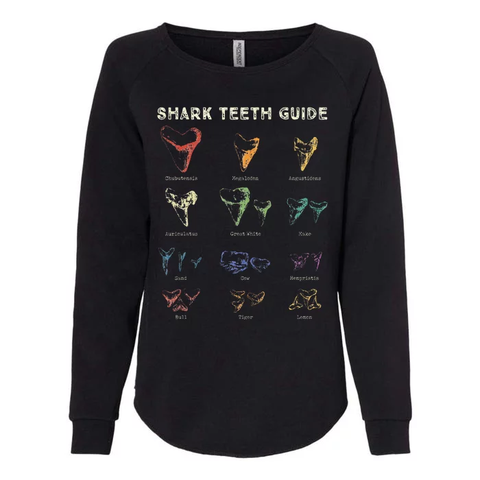 Retro Shark Teeth Guide Fossil Tooth Collector Womens California Wash Sweatshirt