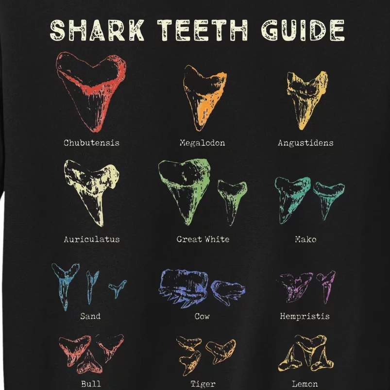 Retro Shark Teeth Guide Fossil Tooth Collector Tall Sweatshirt