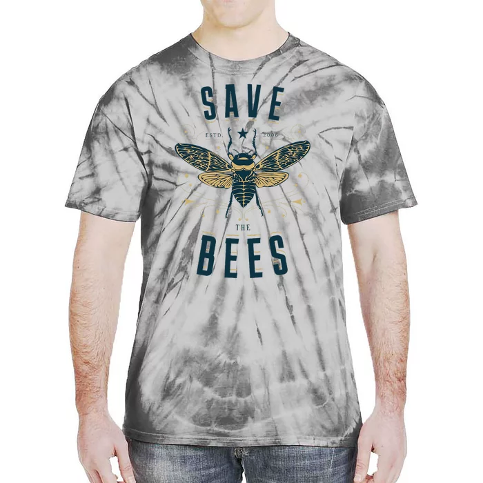 Retro Save The Bees Apiary Bee Beekeeper Earth Day Tie-Dye T-Shirt