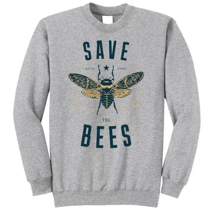 Retro Save The Bees Apiary Bee Beekeeper Earth Day Tall Sweatshirt