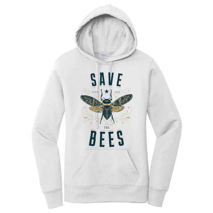 Retro Save The Bees Apiary Bee Beekeeper Earth Day Women's Pullover Hoodie