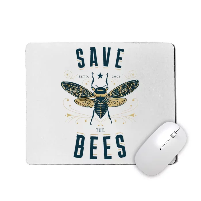 Retro Save The Bees Apiary Bee Beekeeper Earth Day Mousepad